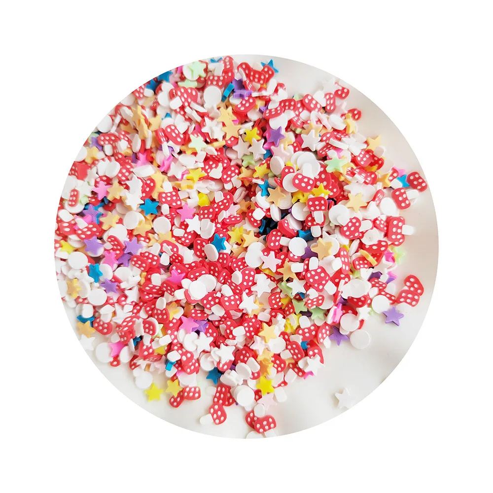 Cute Mix Designs Mushroom Star Slice Soft Clay Sprinkles for Slime Material Polymer Clay Crafts Making DIY Nail Arts Decoration