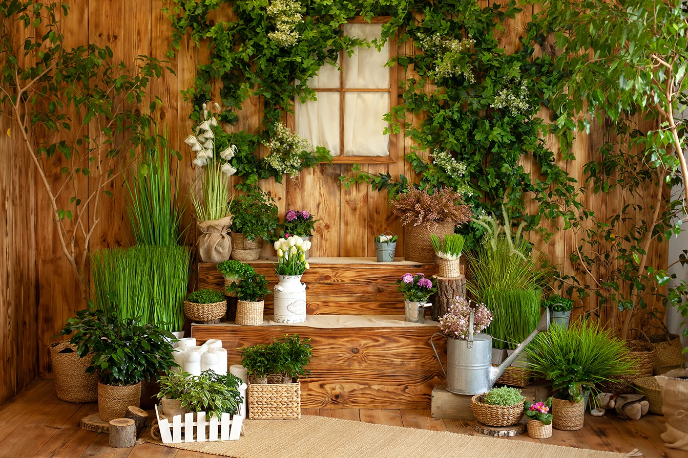 Happy Easter Courtyard Garden Backgrounds Carrots Rabbit Dolls Plants Green Grass Floral Spring Natural Backdrops Photographic