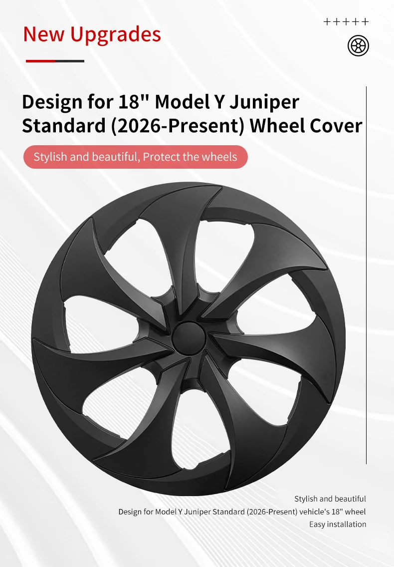 4 Stück 18 Zoll für Tesla Model Y Juniper Standard 18" Lochfelgen 2026-heute Radkappen im Tomahawk-Stil Auto-Radkappe – Detail 2