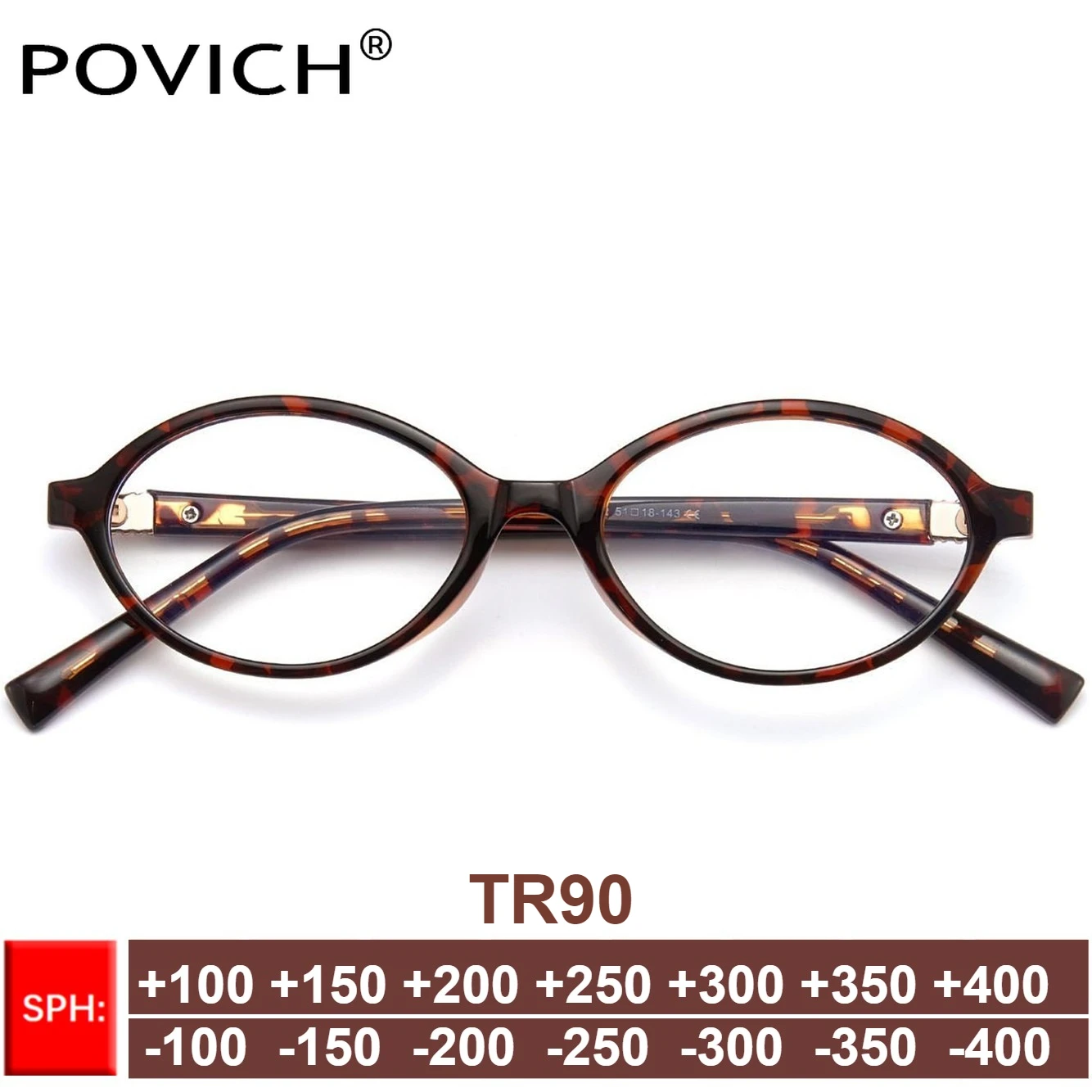 

POVICH TR90 Oval Vintage Reading Glasses Women Small Size Anti Blue Light Computer Eyeglass Retro Prescription Spectacels Myopia