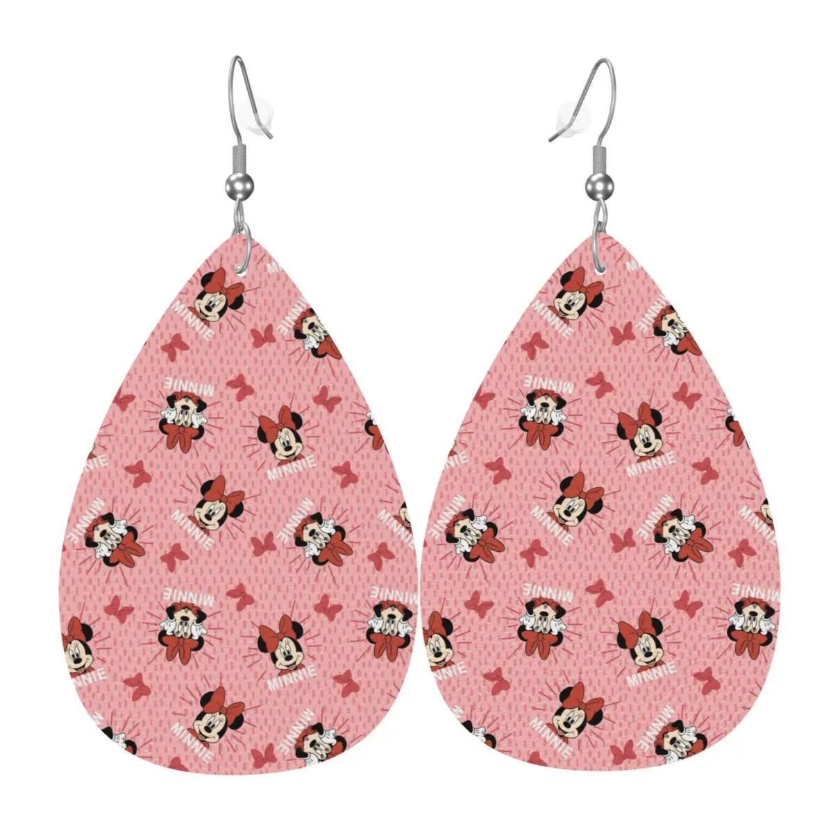 

Custom Funny Minnie Mouse Leather Teardrop Earrings Personalized For Women Jewelry Accessories For Valentine's Day