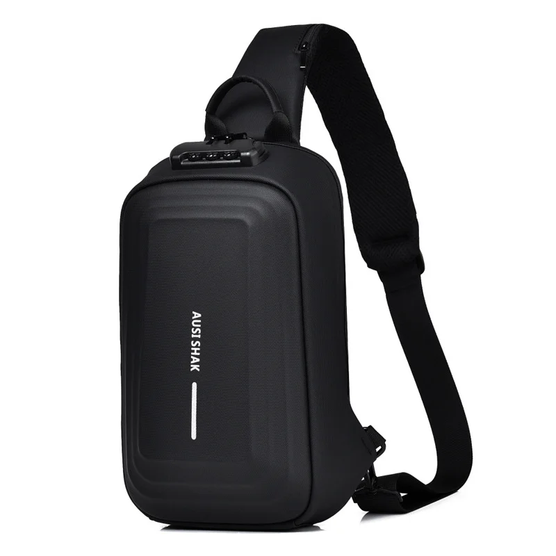 

New Business Casual Men's Bag Hard Shell Motorcycle Chest Fashion Trend Diagonal Small