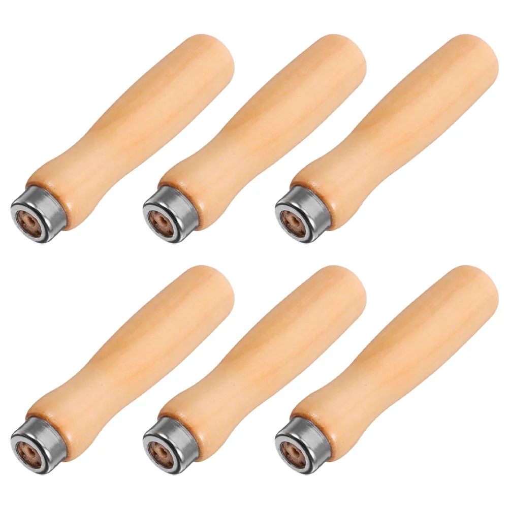

6 Pcs Wooden Handle File Replacements Grip Handles Accessory Khaki Carpenters Tools