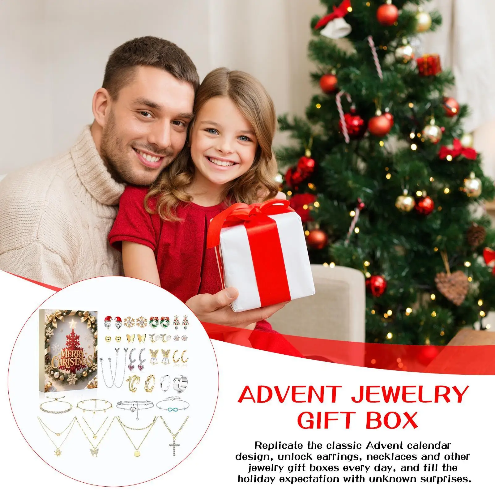 تقويم مجوهرات عيد الميلاد مجيء 24 يومًا 2025 عيد الميلاد مجيء الفتيات القرط سوار مجموعة تقويم العطلة للنساء فتاة