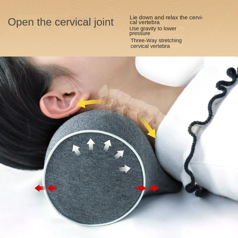 Portable Cervical Pillow Reverse Arch Traction Pillow PU Memory Cotton Pillow Core Pure Cotton Sleeve  Neck Protection Pillow
