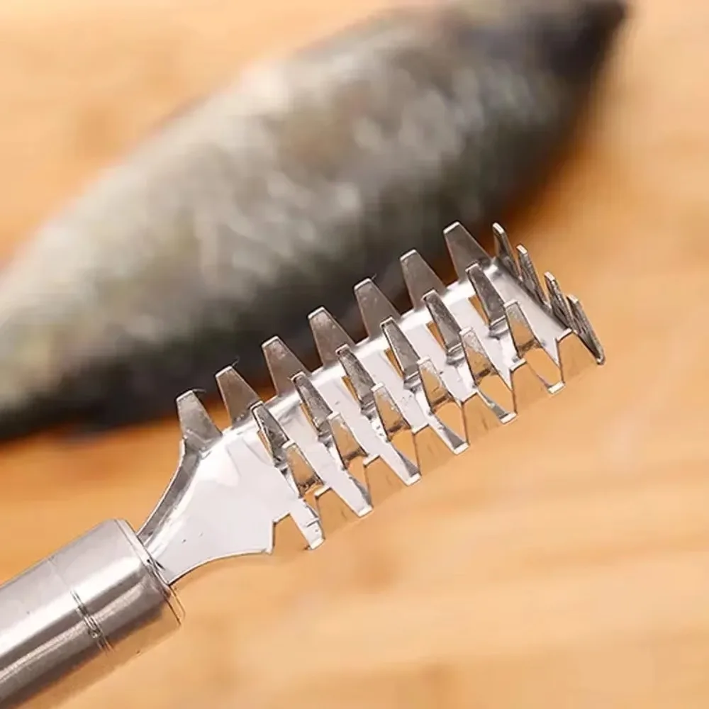 Stainless Steel Fish Scaler Tool Integrated Casting Rustproof Descaler Versatile Kitchen Gadget for Fishing Backyard Seafood Cleaning