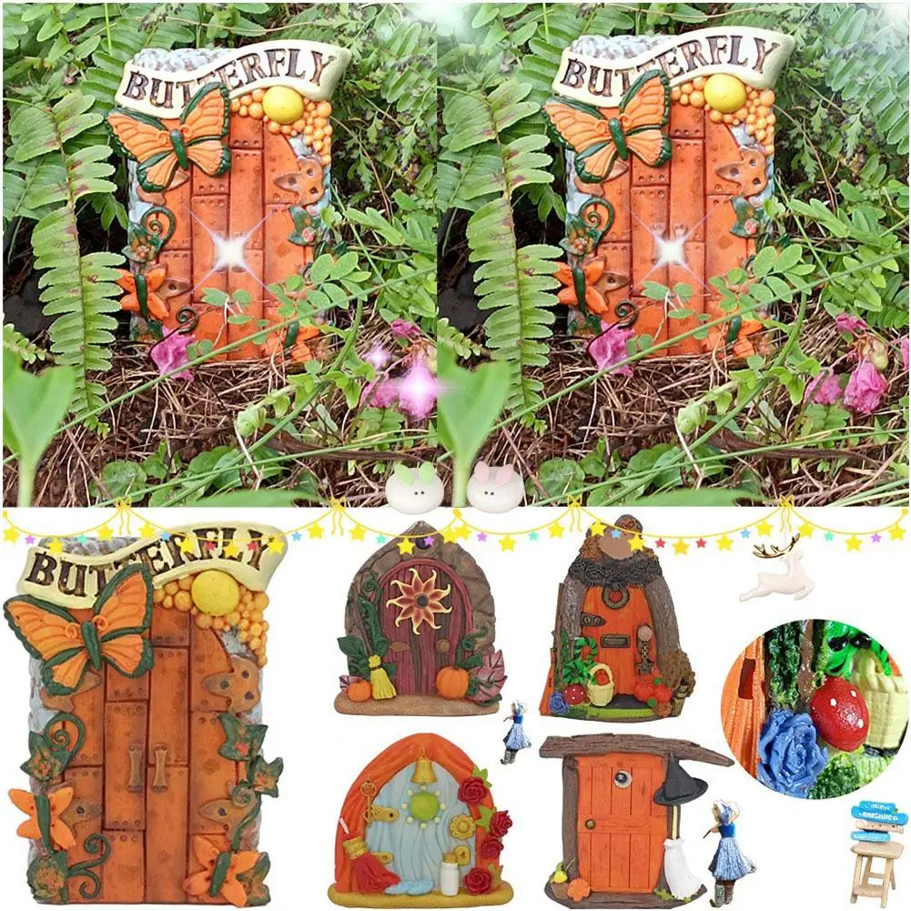 

Wooden Fairy Elf Door Fairy Tale Gate Door Mini Home Ornaments Gift Courtyard Decorations Landscape Bonsai Garden Micro Cra K7O9