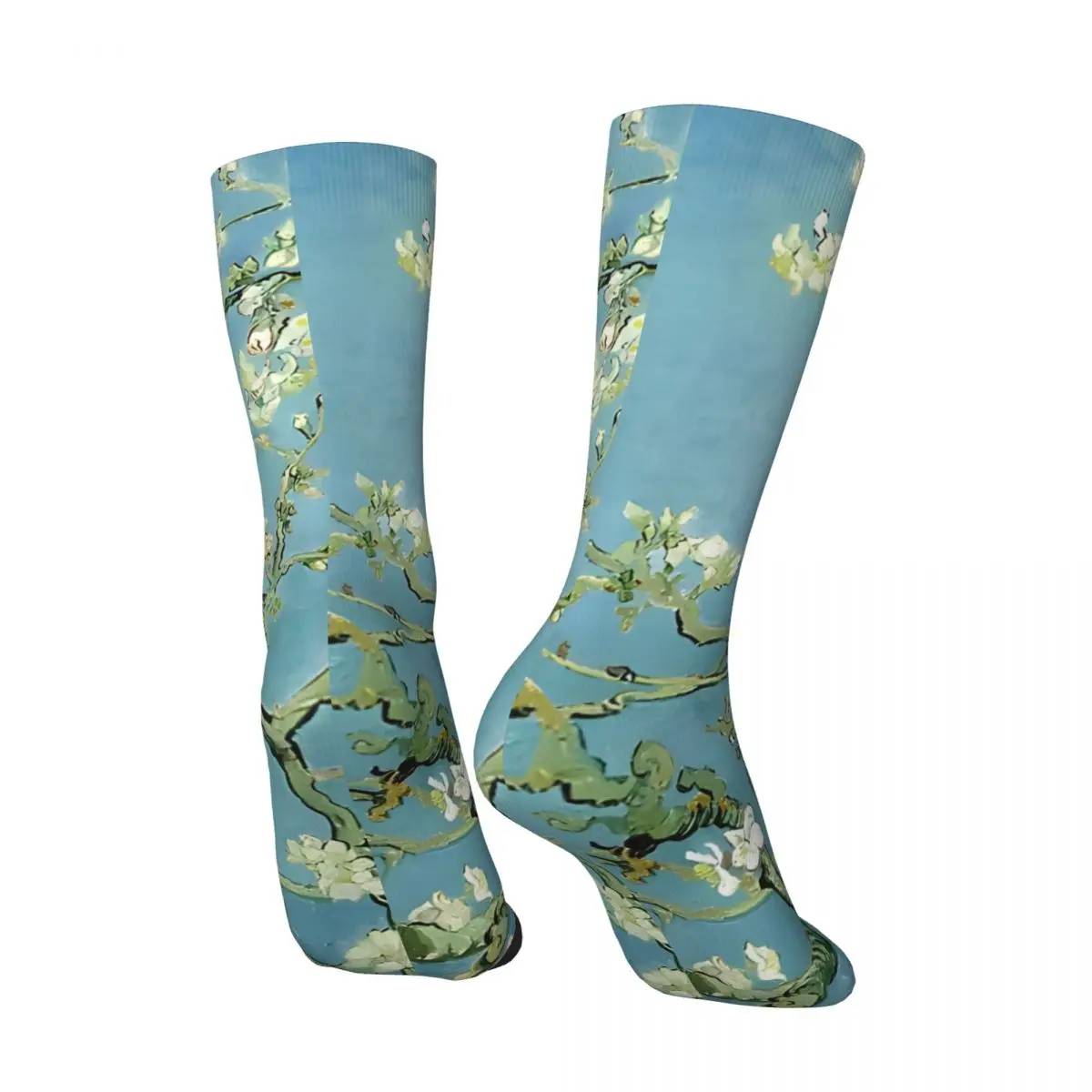 Crazy-calcetines de compresión con estampado de Van Gogh Almond Tree para hombre, calcetín informal de estilo Hip Hop, Harajuku, Van Gogh, patrón de calidad feliz