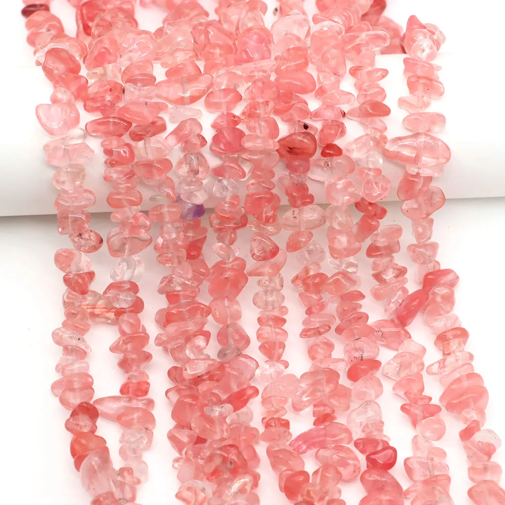 Drilled Holes Cherry Quartz Chips Stones 3-5-8mm Natural Irregular Gravel Crystals Freeform Gemstone for DIY Jewelry Accessories