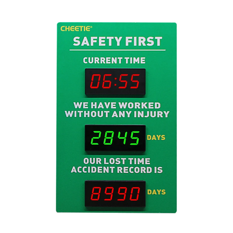 CP01 LED Electronic Digital Counter Display Custom Day Safety Scoreboard