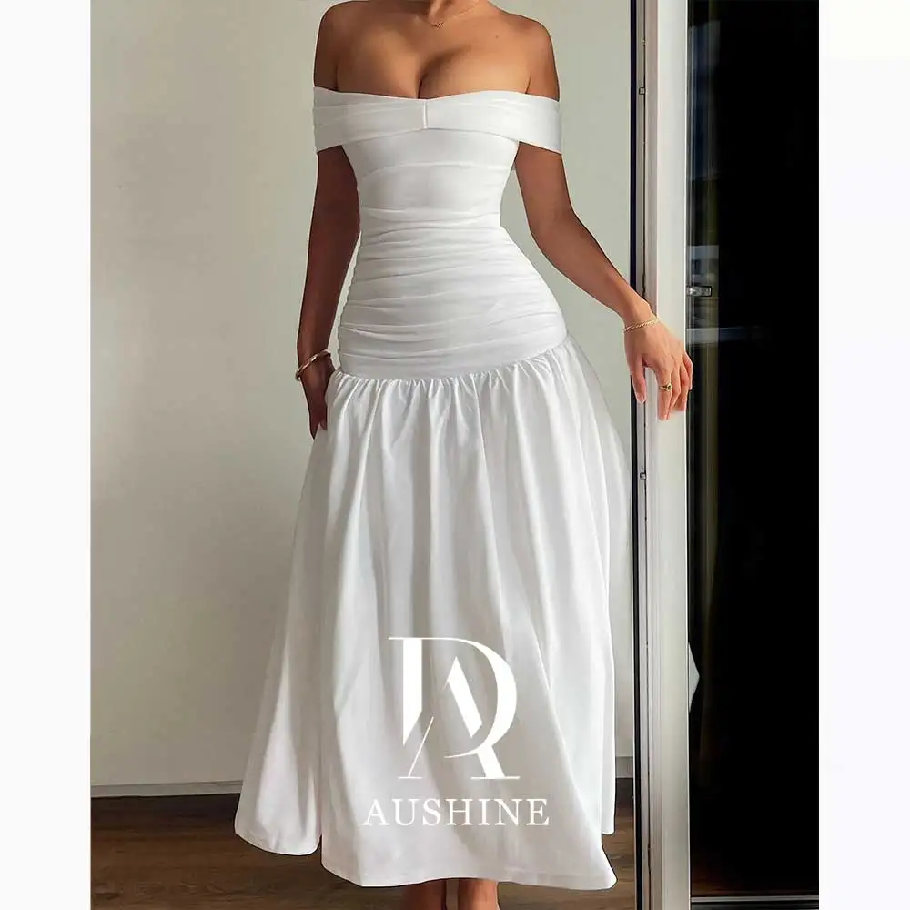 

Aushine Customized Birthday Evening Dress Ankle Length Short Sleeves Summer Elegant Wedding Party Gowns For Women Arab 2024