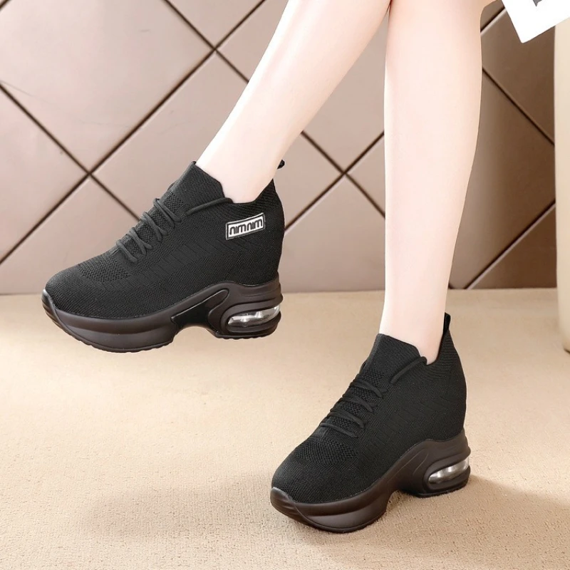 Super Thick Sole High Elevated Sneakers 2025 Summer New Breathable Mesh Women's Comfortable Shoes Casual Shoes for Women