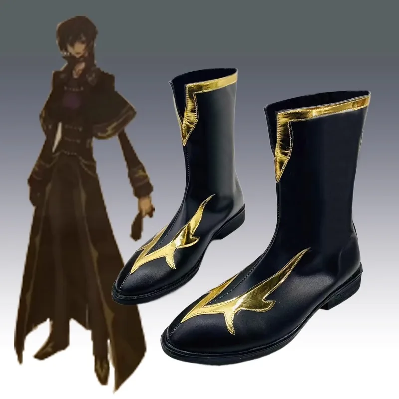 

Костюм для косплея CODE GEASS Lelouch of the RE Surrection, черные ботинки из искусственной кожи ручной работы