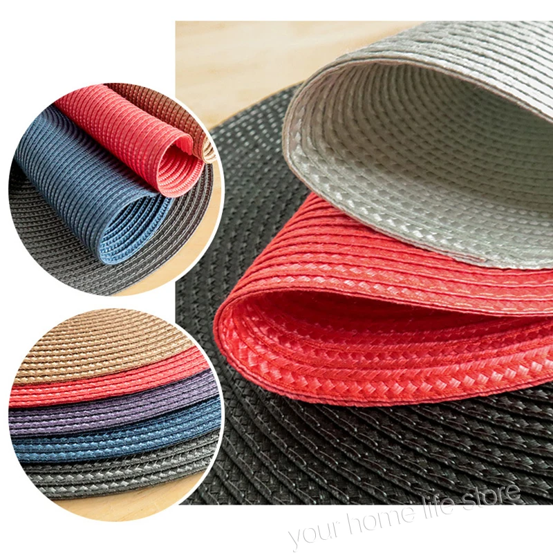 Round Braided Placemats Set of 4/6 for Dining Tables,Non-Slip Heat Resistant Place Mats,Washable Place Mat Round Table Mats,