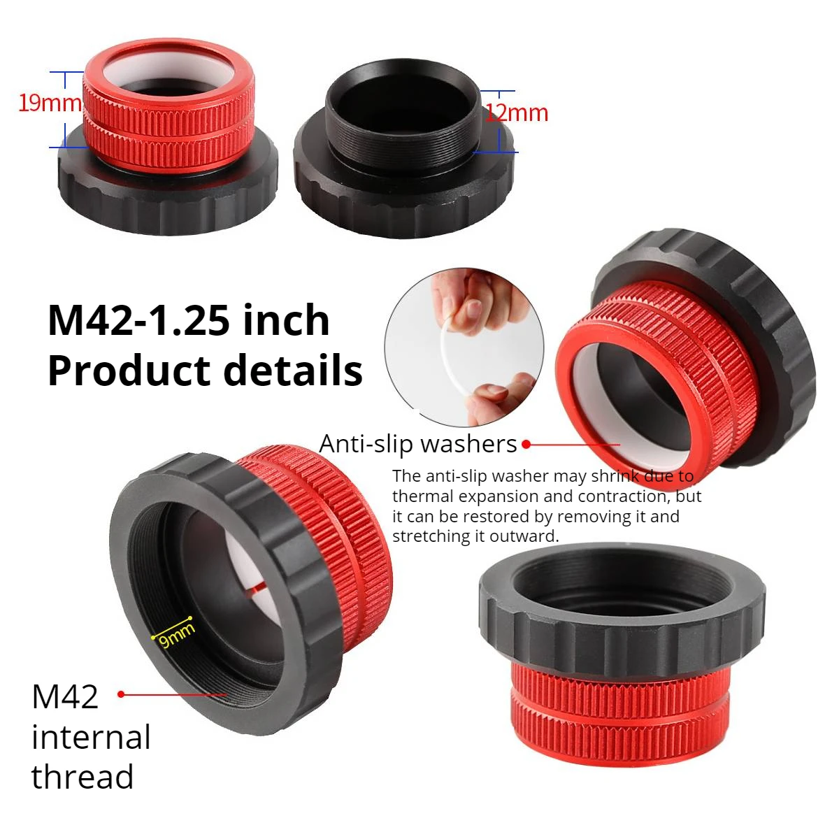 1PCS Quick Lock 2 inch/M42/M48 to 1.25 inch Coaxial Lock Interface Adapter Astronomical Telescope Accessories Eyepiece Interface