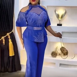 2 Piece Set Africa Clothes 2025 New Dashiki African Summer Fashion Suits Top And Trousers Plus Size Party Clothing for Lady