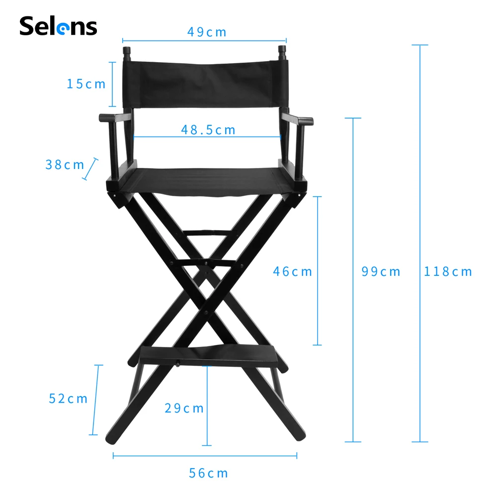 كرسي سيلينز للتصوير الفوتوغرافي طويل القامة، كرسي محمول احترافي لفن الماكياج قابل للطي، كرسي فولاذي للتخييم في الهواء الطلق والصيد باللون الأسود
