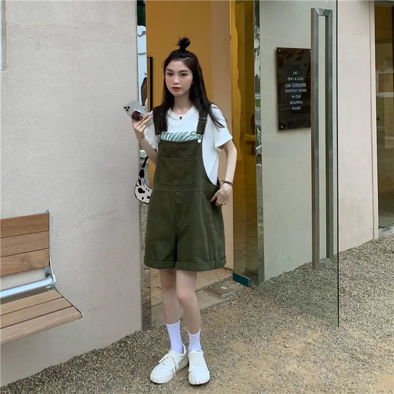 

Rompers Woman Playsuits Combining Functionality Sweet Pink Halterneck Dungarees Baggy Allmatch Brown Ripped Cinched Multicolour