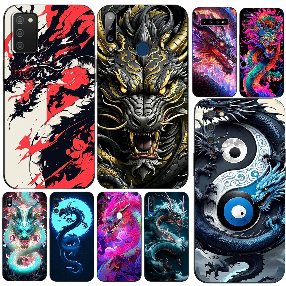 Black tpu Case For Samsung galaxy j1mini J3 J5 J7 2015 2016 2017 PRIME NEO Chinese dragons