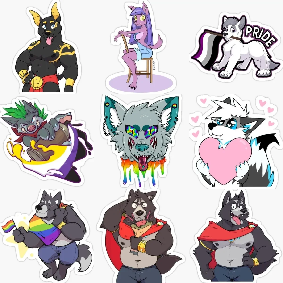 Wolf Anime Cartoon Flag Creative Sticker Car Window Laptop Truck Bicycle Fridge Can Customized Size Vinyl Self-adhesive Decals