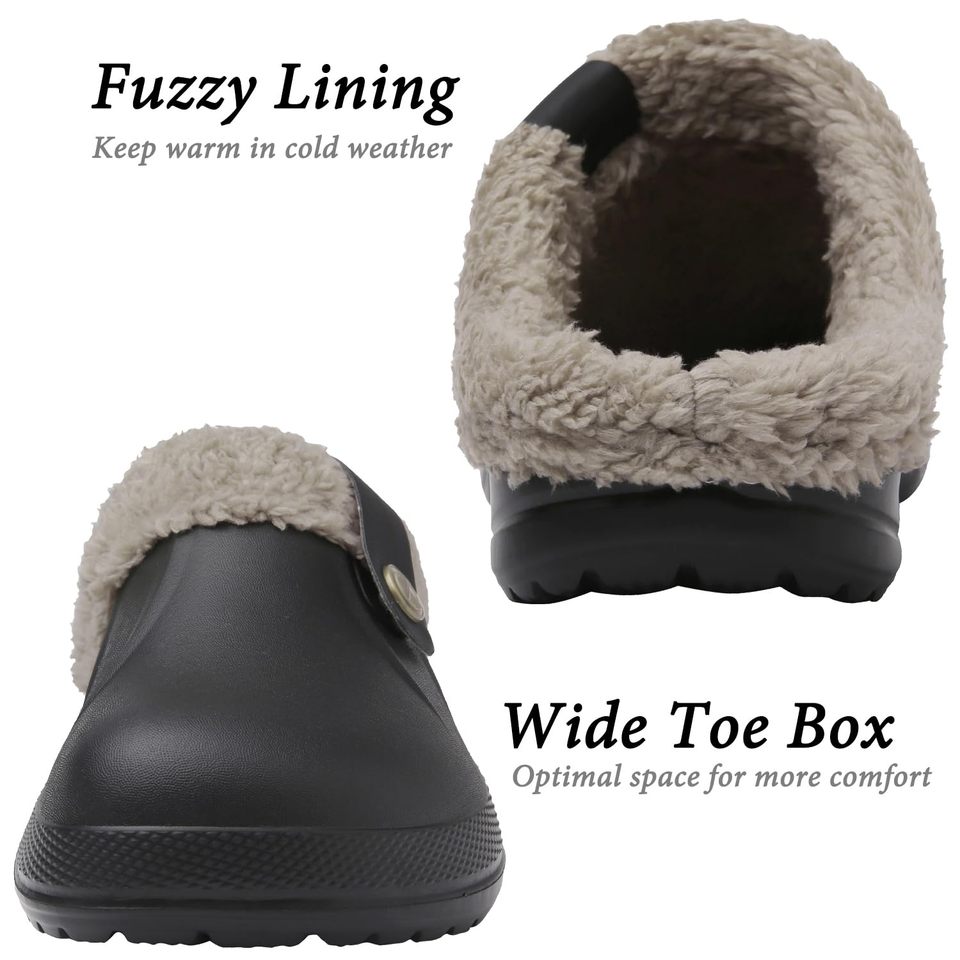  Asgard Winter Fur Lined Clogs Women Fuzzy Slippers Men Warm House Slippers Adult Outdoor Waterproof Comfort Garden Clogs Shoes 