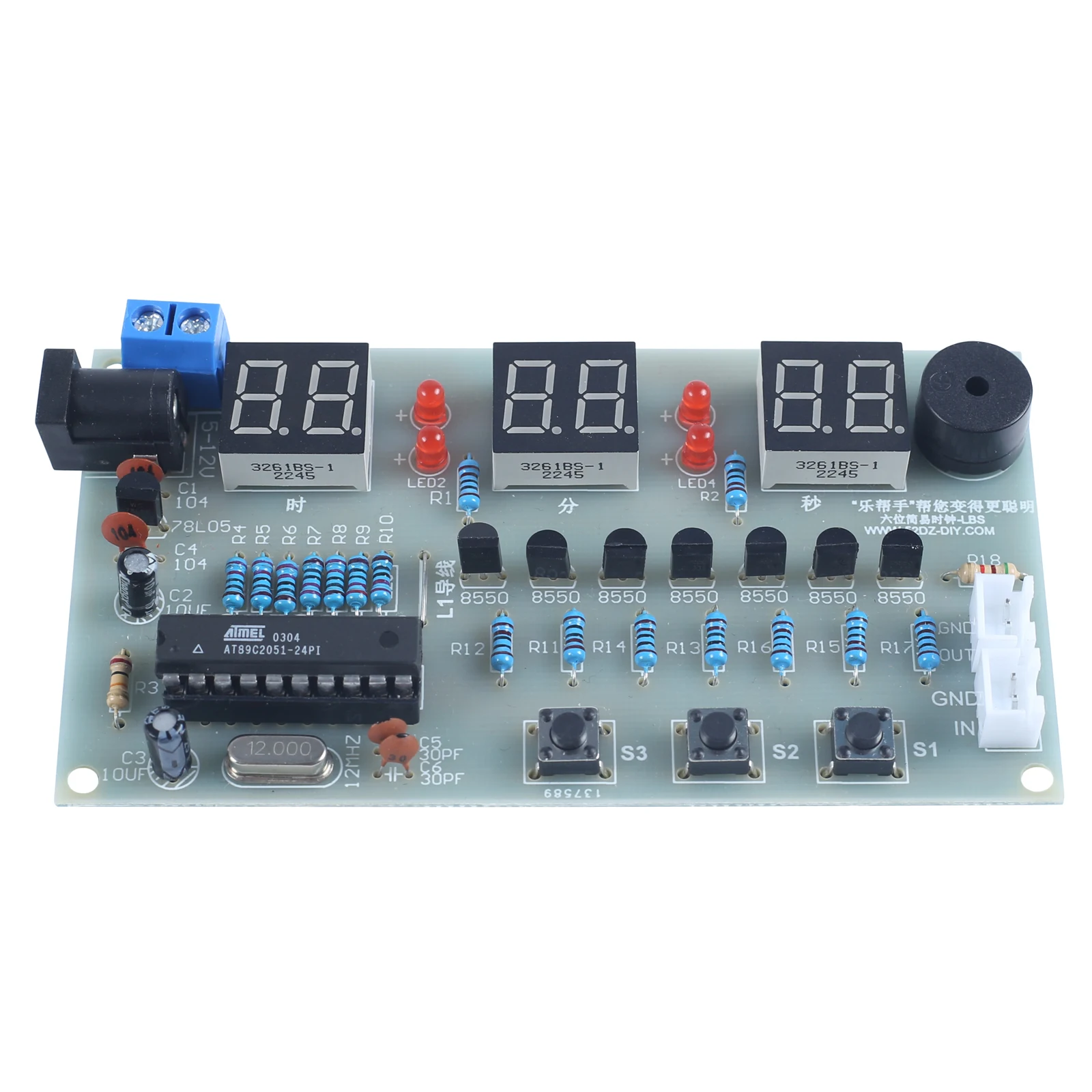 DIY Electronic Clock Kit 6Bit Alarm Clock Counter Countdown Stopwatch Component Soldering Project Practice Suite Red LED