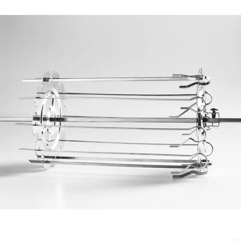

581E 304 Stainless Steel Rotating Grill Skewers BBQ Grill Cage Barbecue Air Fryer Lamb Skewers Grill Electric Oven Accessory