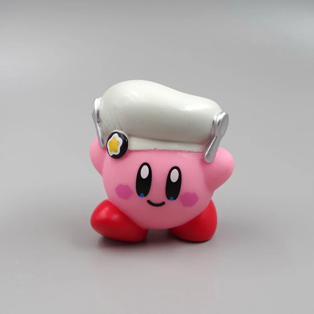 Kawaii Kirby Anime 7Cm Figure Pink Star Doll Cake Decorative Decoration Model Army Cap Christmas Toy Gifts For Childrens