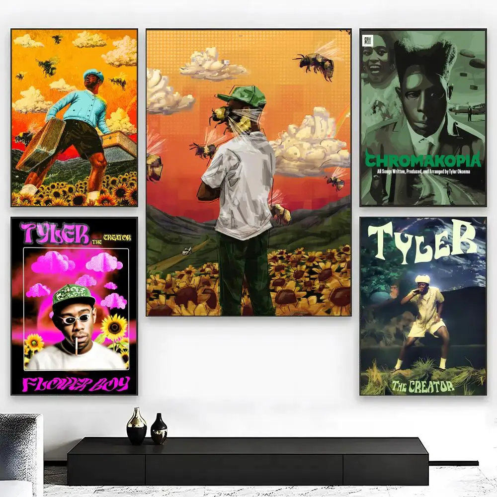 American Rapper And Singer Tyler, The Creator Poster Self-adhesive Art Waterproof Paper Sticker Coffee House Wall Decor
