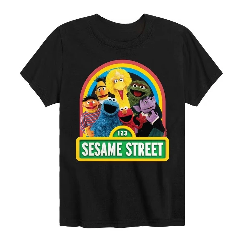 Sesame Street Womens Sesame Boys' - Sesame Street - Camiseta con estampado de manga corta de Grupo Elmo y sus amigos