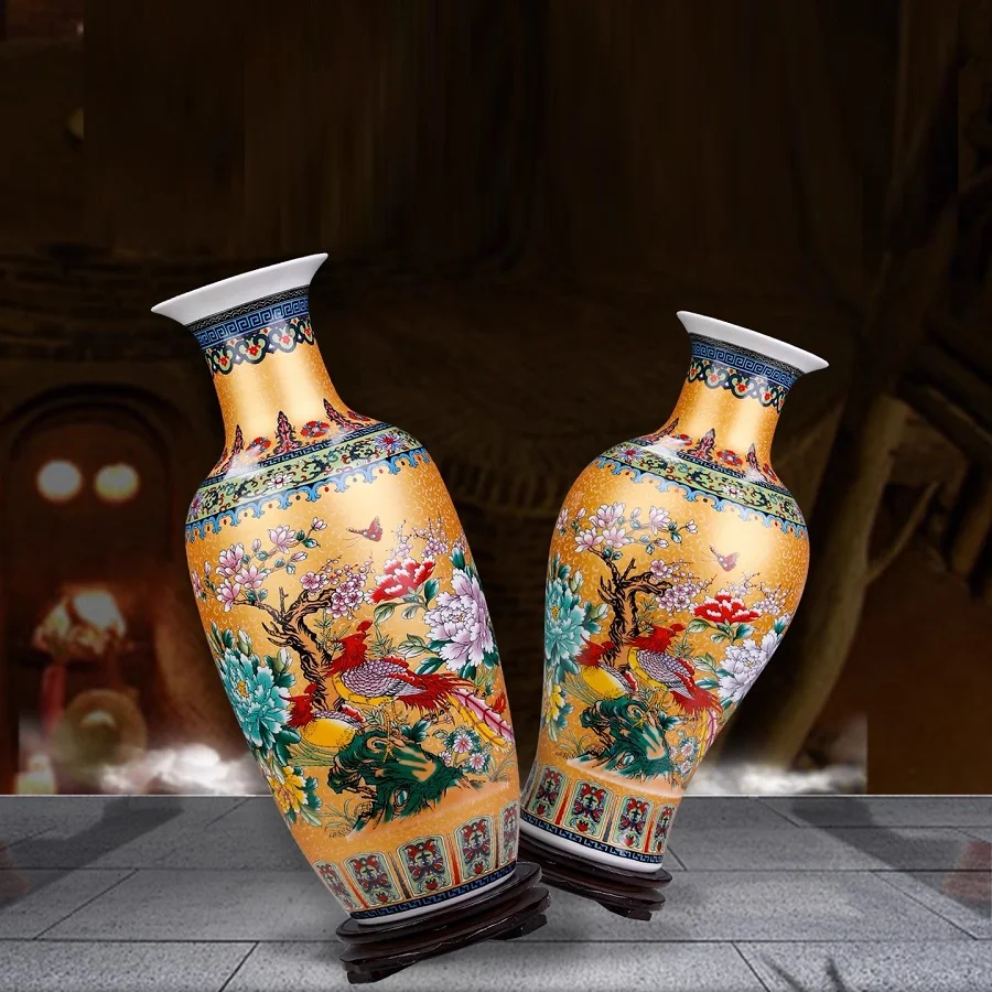 

37cm/Jingdezhen enamel vase ceramic decorative vase handicrafts porcelain ornaments