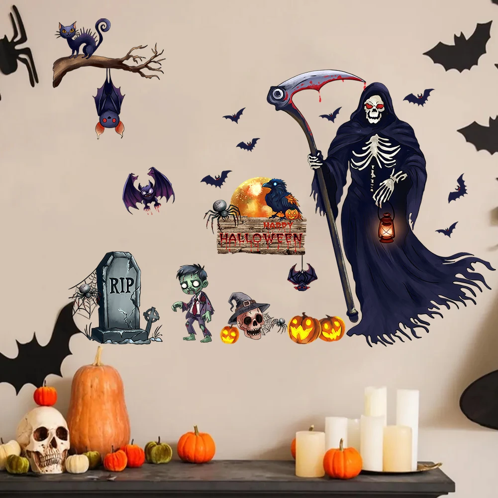 Halloween Sickle Wall Stickers Are Fun Home Decorations Used For Decorating Living Rooms And   Bedrooms