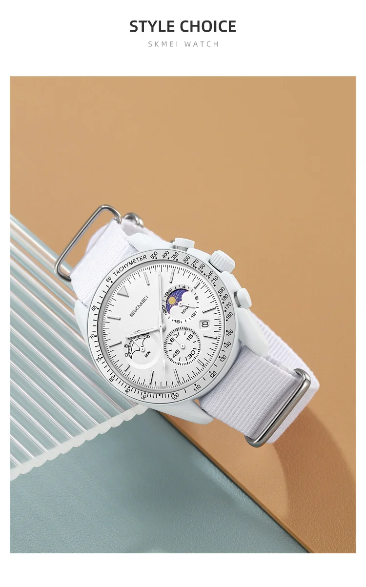 SKMEI 9392 Quarz Chronograph Uhren für Männer und Frauen mit Datum 30M Wasserdicht Sportuhr Modische Nylon-Armbanduhr Geschenke Reloj Mujer – Detail 12