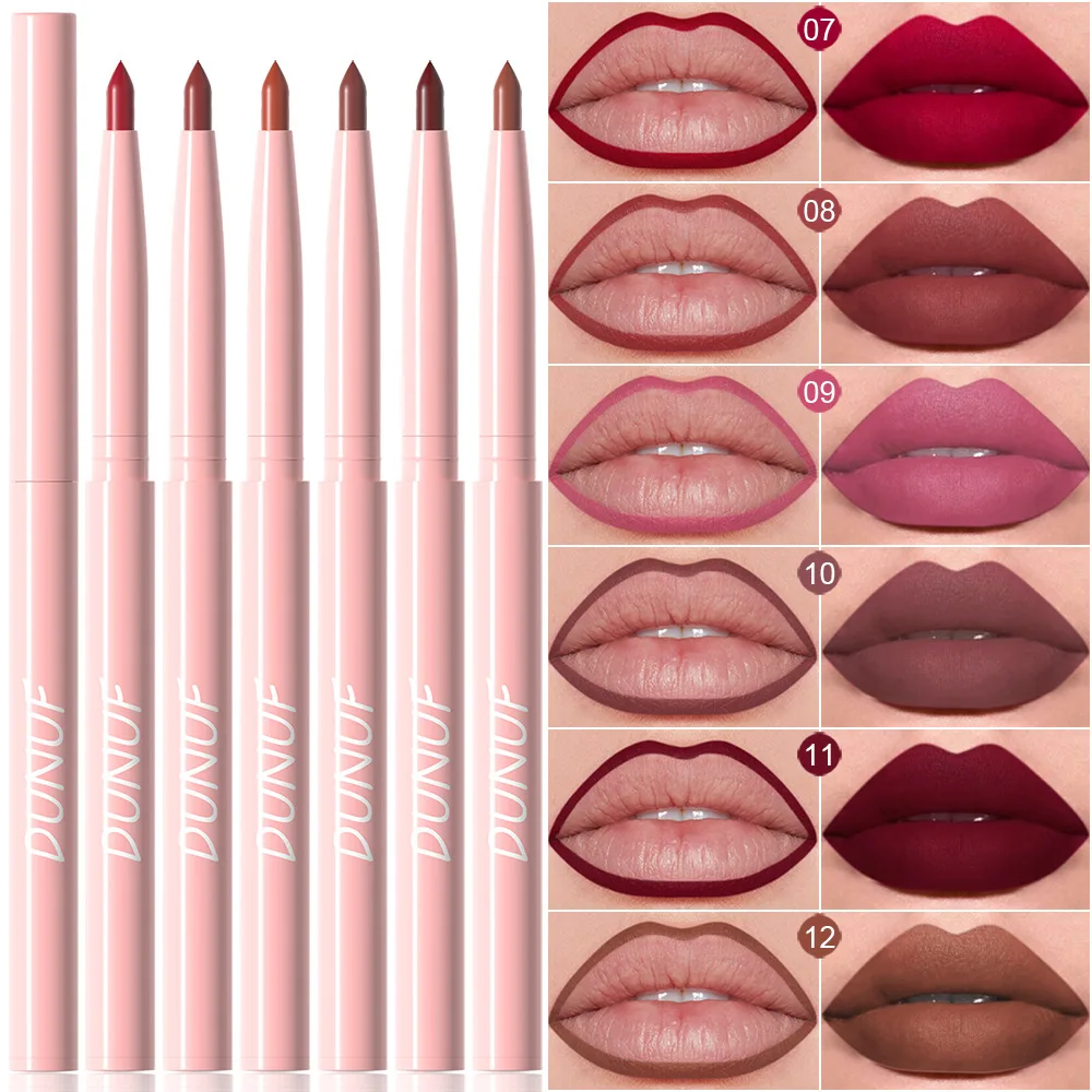 Velvet Matte Lip Liner 6 Piezas One Stroke No Smudge Outline Lip Plumping Maquillaje Técnica de Sujecions