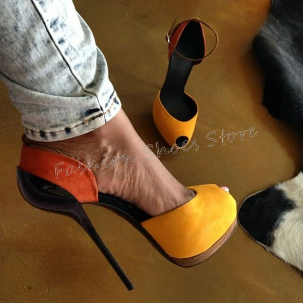 ข้อเท้า BUCKLE Peep Toe Splicing รองเท้าแตะรองเท้าส้นสูงรองเท้าส้นสูงรองเท้าส้นสูงรองเท้าแฟชั่นผู้หญิงรองเท้าส้นสูง 2025 ใหม่ Zapatos Para Mujere