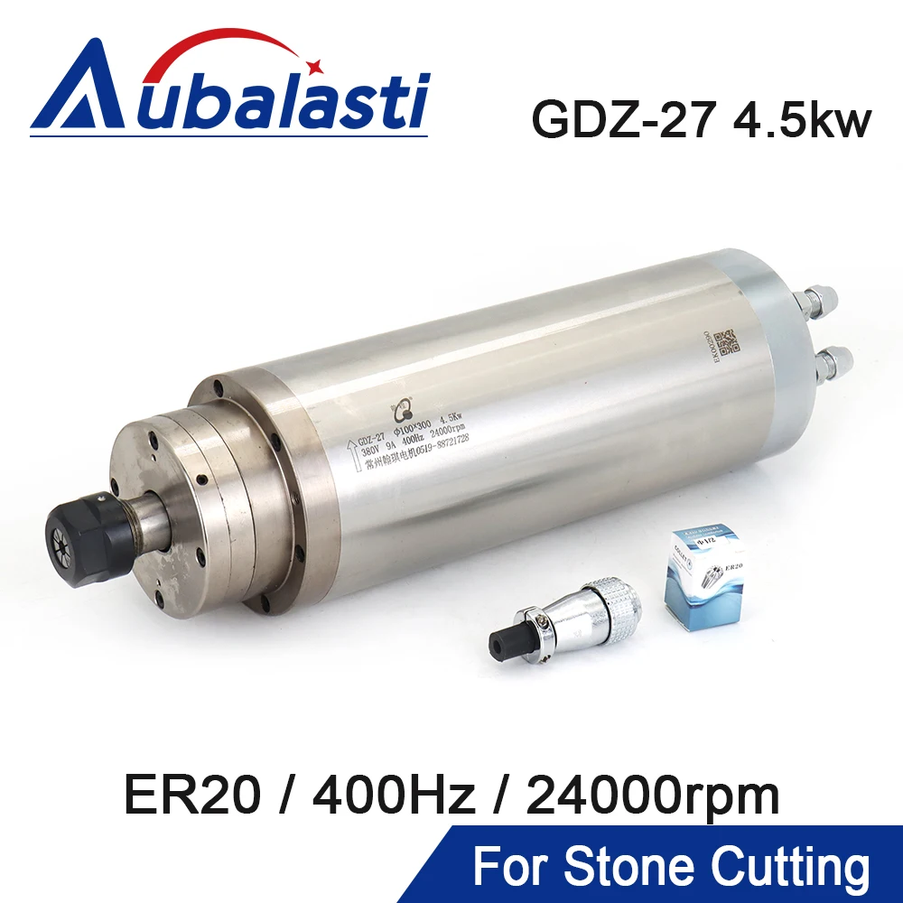 Aubalasti CNC Water Cooled Spindle Motor 4.5kw 220V 380V ER20 24000RPM for CNC Stone Cutter