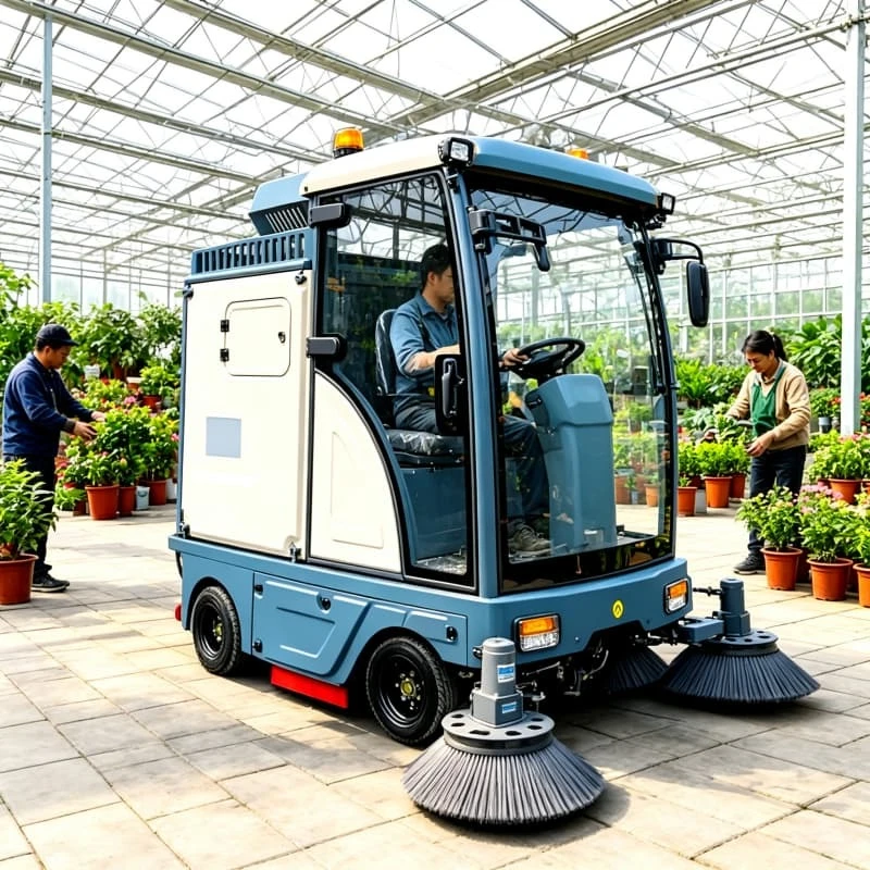 Commercial Ride On Sweeper Electric Floor Sweeping Machine for Mall Airport Parking Lot Dust Debris Collection 1260mm Customized