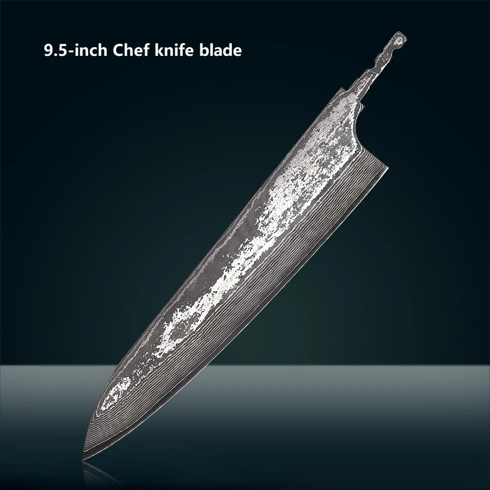 F.YOUNG DIY 67-lagiges japanisches Küchenkochmesser aus Damaststahl, leere Klinge, vollständiger Zange, integrierte handgefertigte, scharfe Kanten, Herstellungswerkzeuge 6
