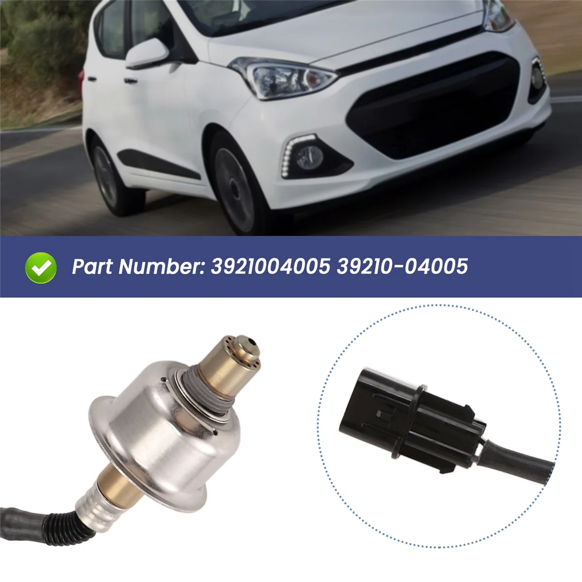 #798K Oxygen Sensor Air Fuel Ratio O2 Sensor 3921004005 39210-04005 for Hyundai I10 2013-2019 (Black&Silver)