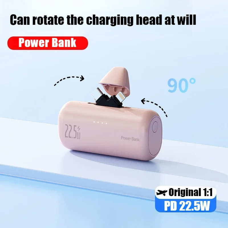 

Portable Power Bank 20000mA Rotary Tail Plug Mobile Supply Fast Charging External Battery Charger Case for iphone Samsung Xiaomi