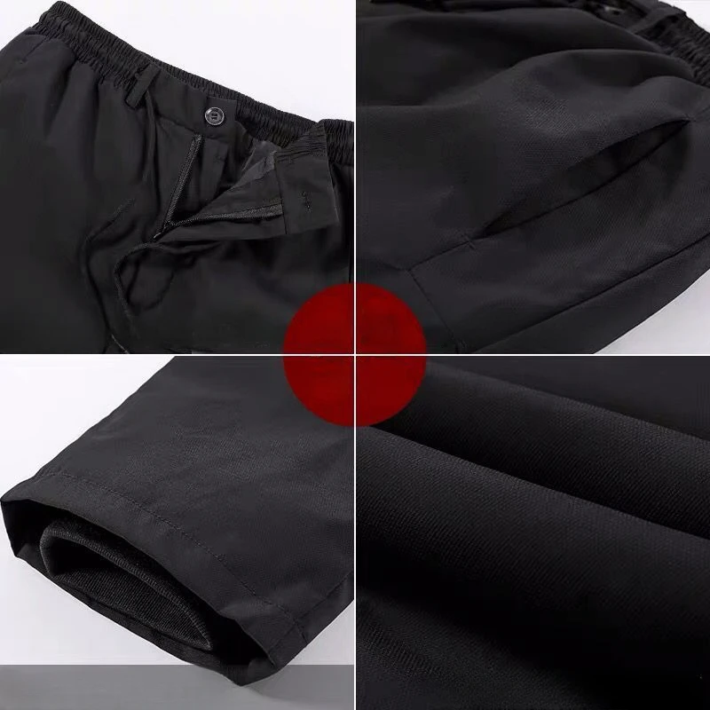 2023 New Down Wadded Trousers Men Outer Wear Autumn and Winter Middle-Aged and Elderly Thickened Straight Extra Long Pants