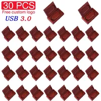 JASTER 30 PCS LOT Free Custom Logo USB 3.0 Flash Drive 128GB Colorful Wooden Box Memory Stick 64GB Creative Gift Pen Drive 32GB