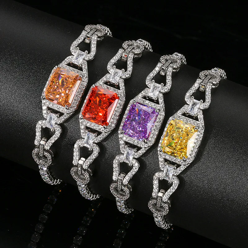 Vintage Jewelry New Copper Bottom Ice Flower Cut Square Style Bracelet Women's Mother's Day Gift