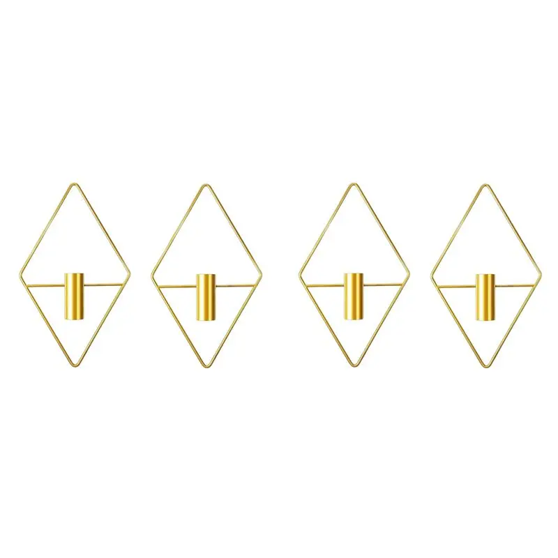 

AT13 4X Rhombic Geometric Wall Planter Hanging Vase Elegant Durable Wall Plant Holder Hanging Planters Iron Flower Holder B