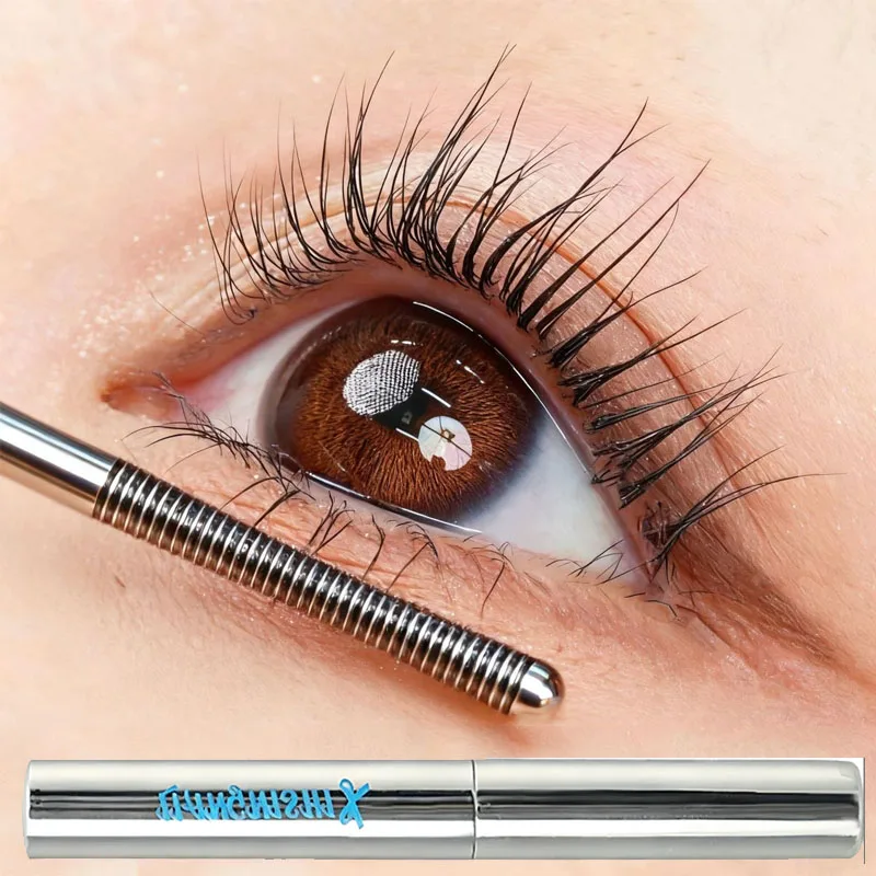 Waterproof Silk Fiber Lengthens Eyelashes Mascara Ultra-Fine Brush Mascara Makeup Fast Dry Matte Brown Black Curling Comestics