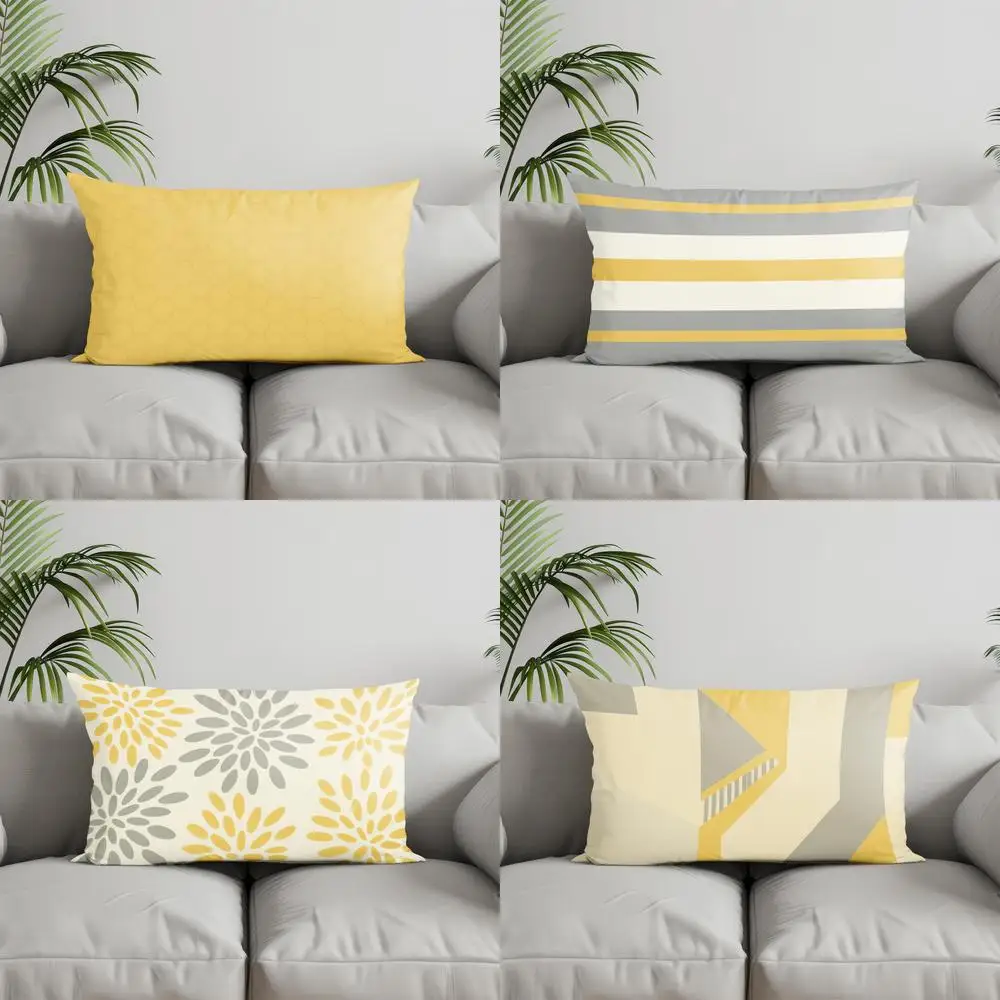 Home Decor Yellow Hexagon Pattern Pillow Cover Suitable For Sofa Bedroom Car Pillow Cover Cushion Rectangular Back Cushion
