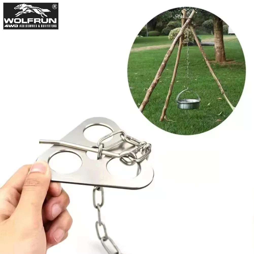 

Detachable Camping Tripod Portable Outdoor Barbecue Campfire Hanging Rack Adjustable Stainless Picnic Novelty Camping Supplies