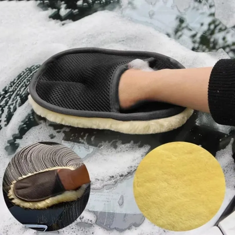1-12pcs Car Styling Wool Soft Brush Towel Clean Gloves For Automotive Polishing Machine Cleaning Brush For Cars