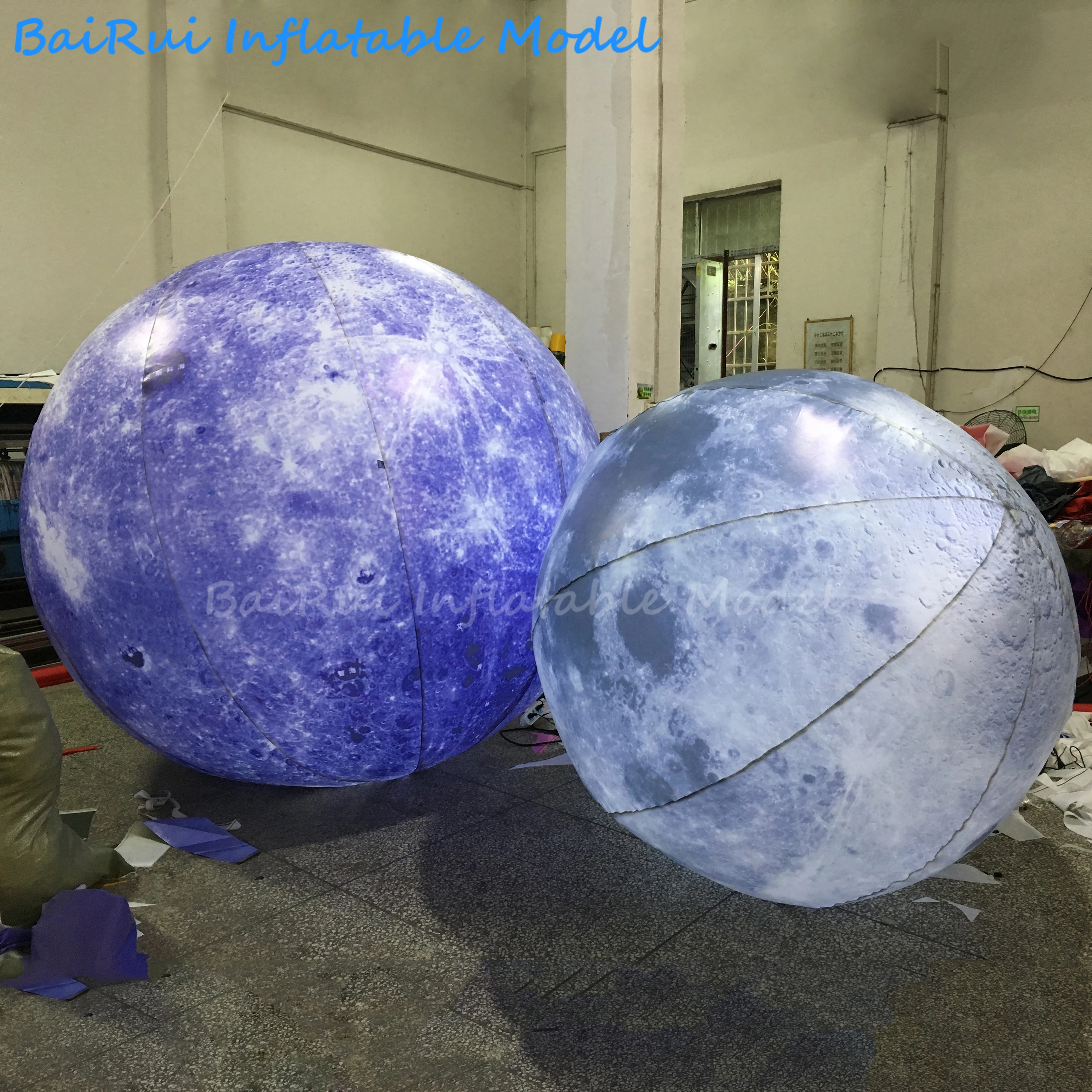 Aufblasbarer Mond mit Weißer LED-Beleuchtung, Luftgeblasener Mond-Planet-Stern für Event-Performance, Bühnendekoration, Requisiten, Nachtclub-Werbung – Detail 3