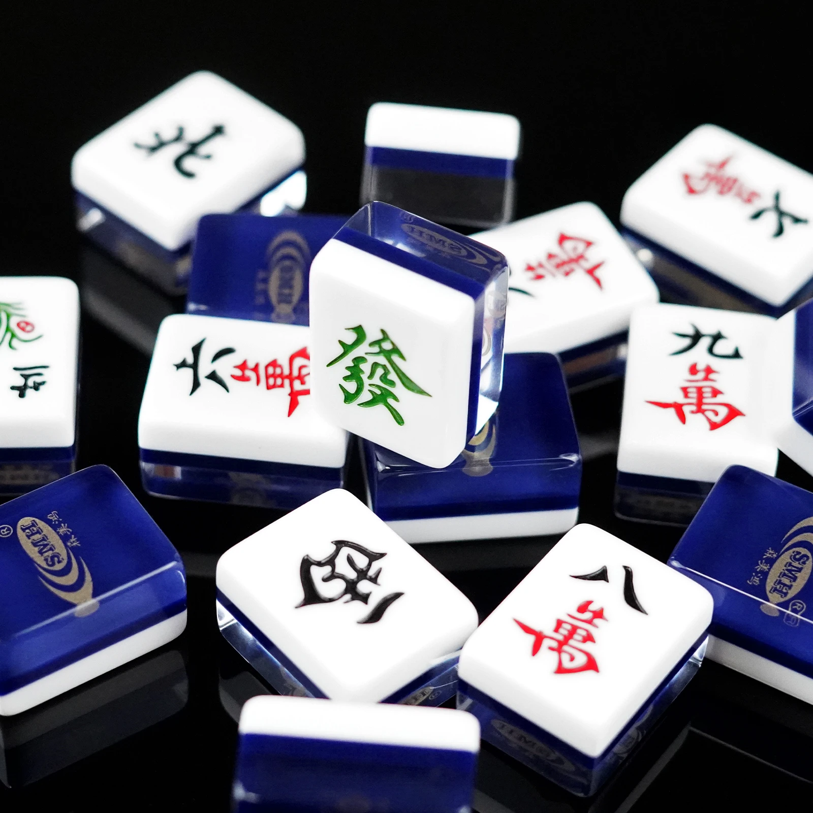 YYHC-Customize 4-layer transparent logo acrylic mahjong set style luxury mahjong